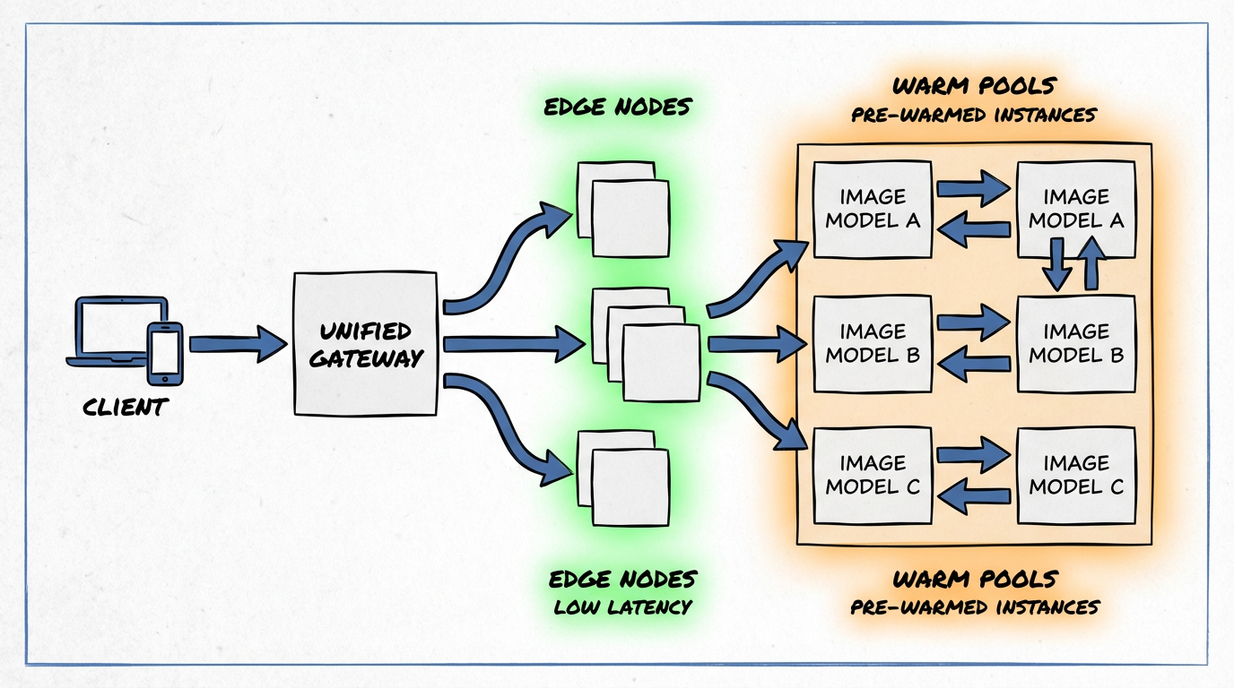 Diagram comparing direct model integrations vs a unified gateway flow